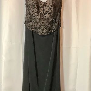 Montage by Mon Cheri Black Beaded Evening Gown